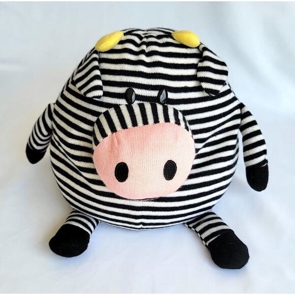 Mushable Pot Bellies Round Pillow Plush Stuffed 10” Zebra Animal Stripes Toy - Picture 7 of 7